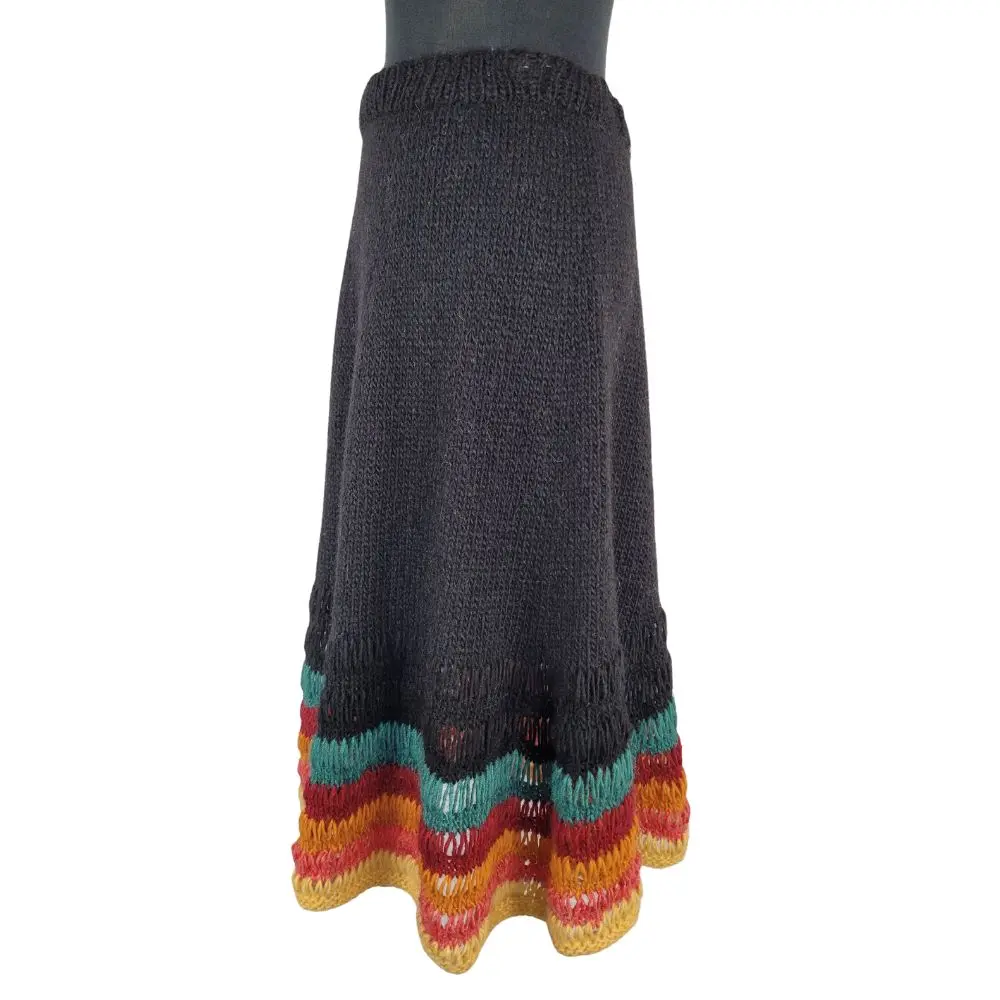 Håndstrikket Uld nederdel unik design fra siden