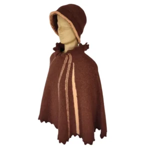 Uld poncho lyse striber i laksefarvet