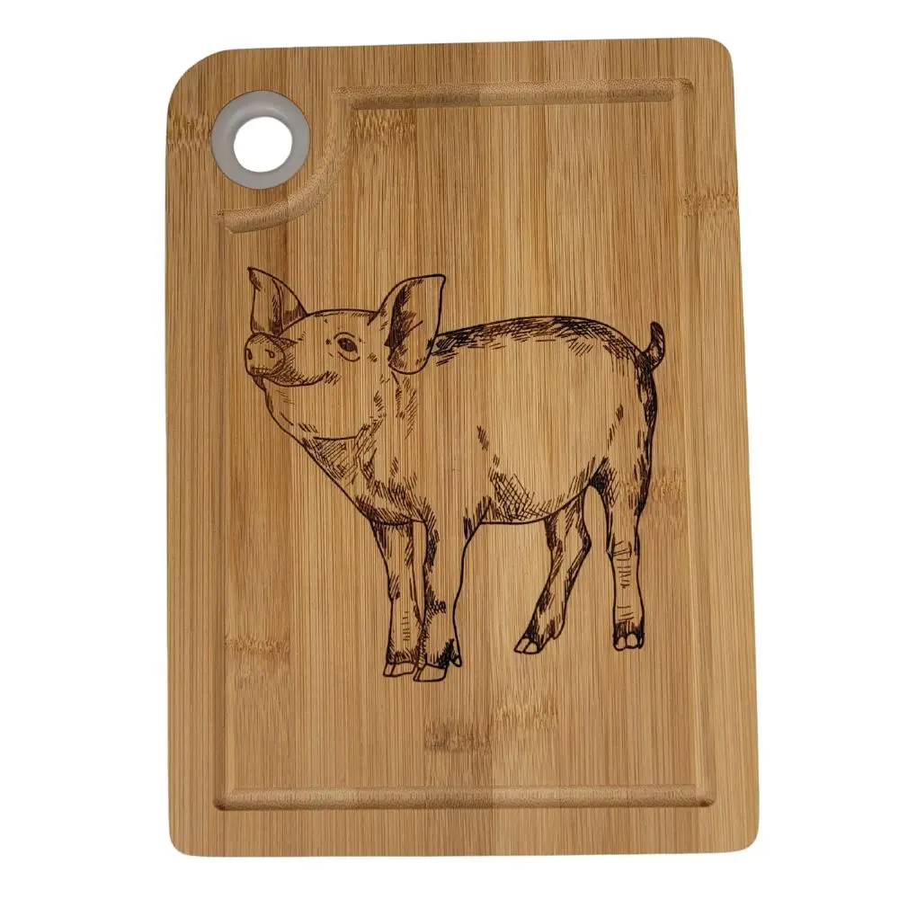 Bambus skærebræt med sød grise motiv