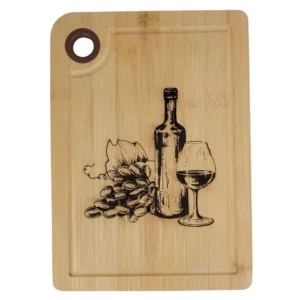 Bambus skærebræt med vin motiv