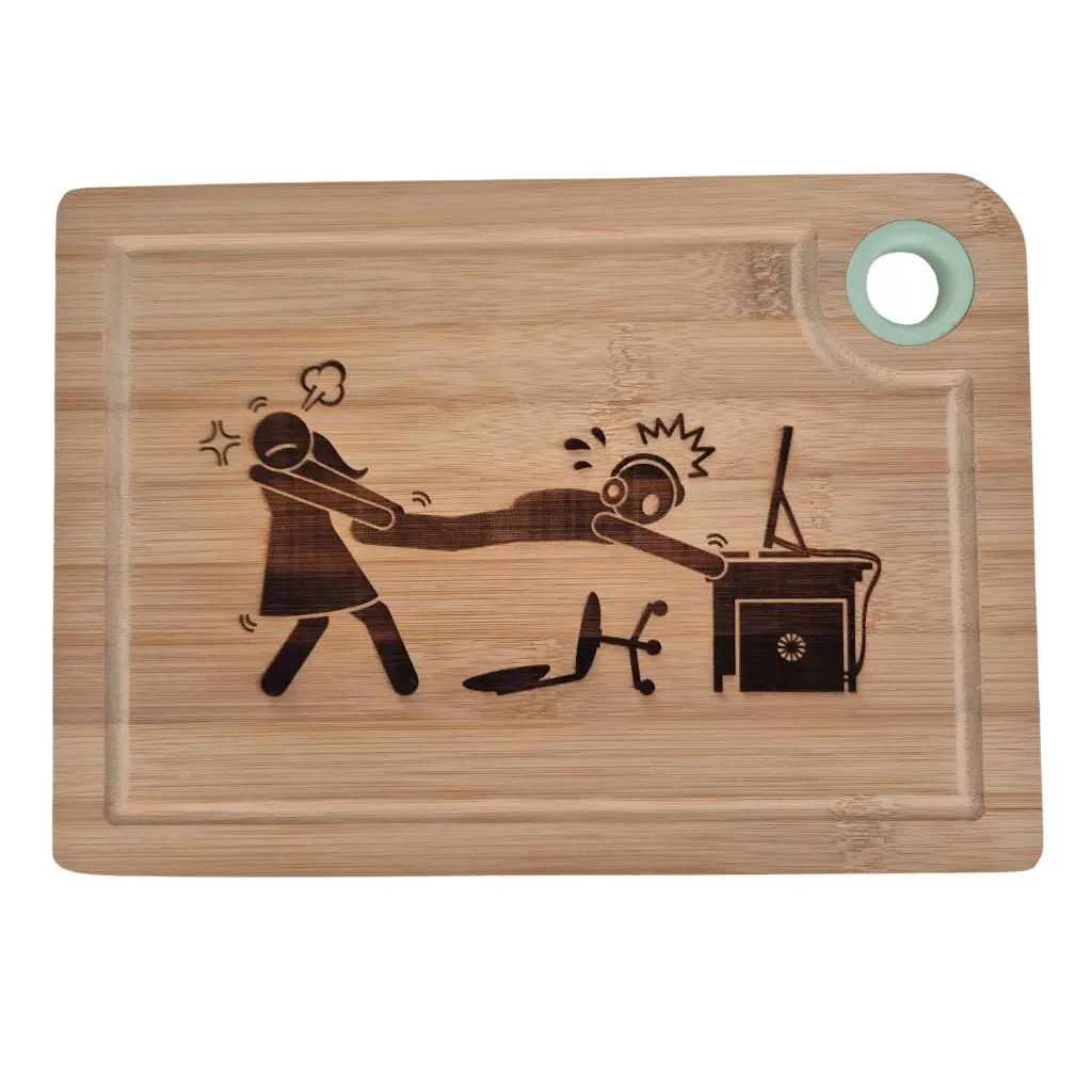 Sjov Bambus skærebræt til ham som ikke kan løsrive sig fra skærmen