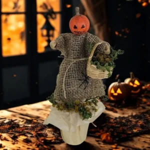 Halloween græskarmand dekoration med kurv perfekt til en uhyggelig fest
