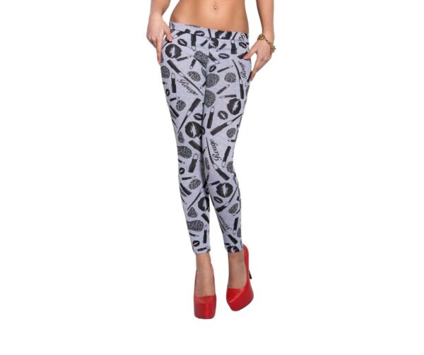 Leggings med print af læber m.m.