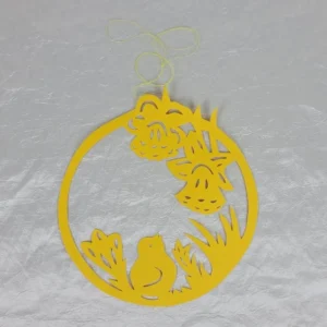 Håndlavet gult papir ophæng med fuglemotiv