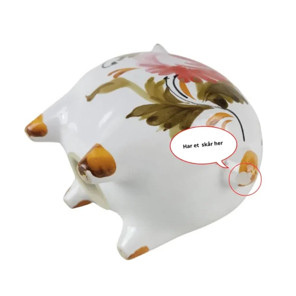 Håndmalet keramisk sparegris (med skår) - Image 3