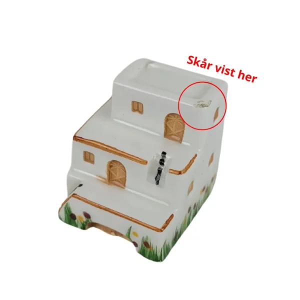 Miniature keramik hus med skår