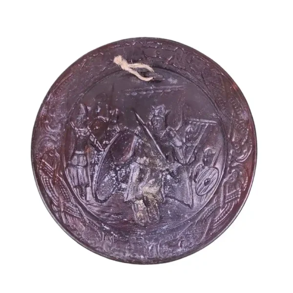 Vintage kobberplatte med vikingemotiv bagside