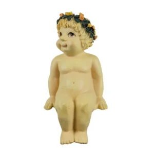 Barn med blomsterkrans