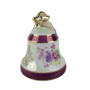 Porcelænsklokke med blomster og guld