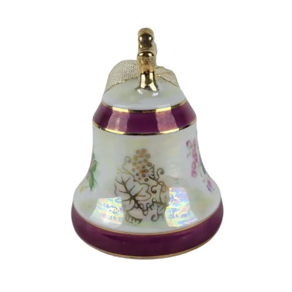 Porcelænsklokke med blomster og guld bagside