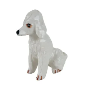 Vintage porcelænsfigur hvid puddel