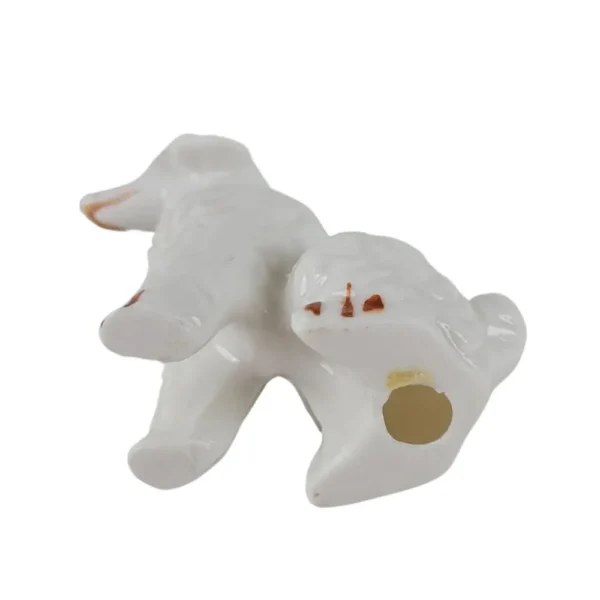Vintage porcelænsfigur hvid puddel fra bund