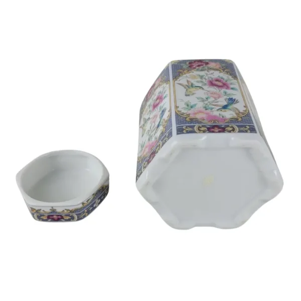 Sekskantet porcelænskrukke med låg - Image 3