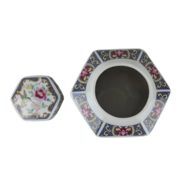 Sekskantet porcelænskrukke med låg - Image 4