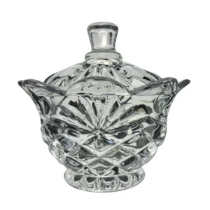 Krystal sukkerskål med låg