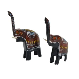 Håndmalede træelefanter