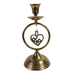 Messing lysestage med hjerte