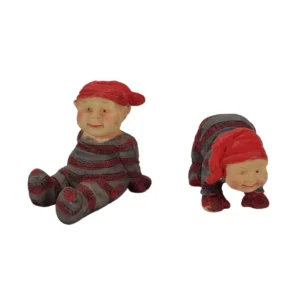 Nissebørn i Rødstribet Dragt fra Pobra