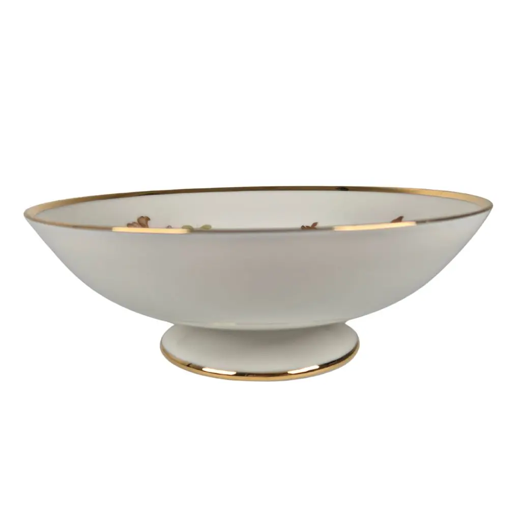 Porcelænsskål med fod og guldkant - Billede 2