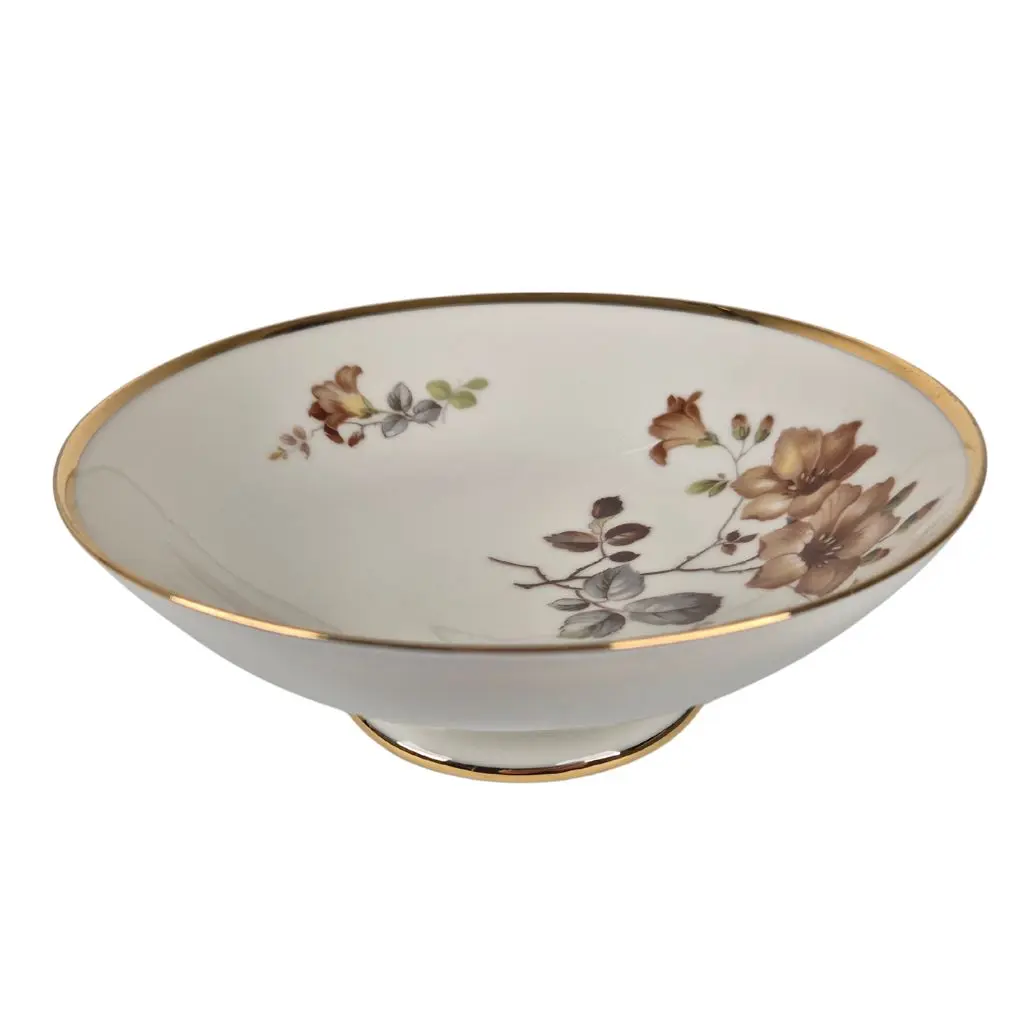Porcelænsskål med fod og guldkant