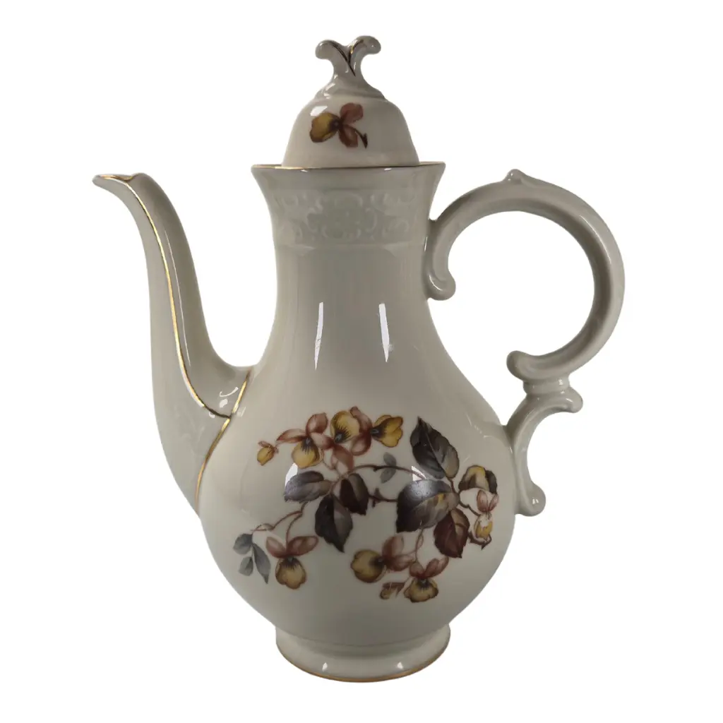 Porcelæns Kaffekande med Blomstermotiv