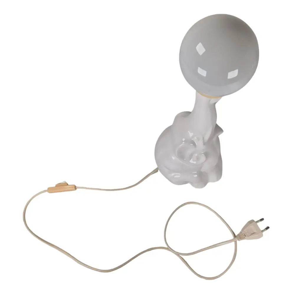 Elefant Bordlampe i Porcelæn ledning vist